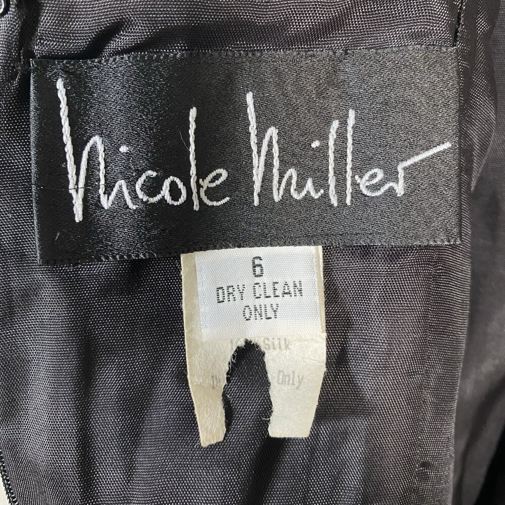Vintage 90s Nicole Miller Black Velvet Dress 6 Sleeveless Mini Slip Grunge Indie - Picture 5 of 16
